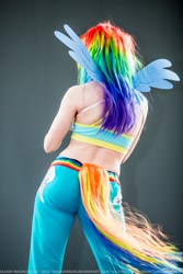 Size: 1067x1600 | Tagged: safe, rainbow dash, human, cosplay, irl, irl human, midriff, photo