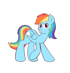 Size: 1124x1168 | Tagged: safe, artist:haxorus31, rainbow dash, pegasus, pony, blue coat, female, mare, multicolored mane, simple background, solo