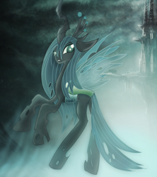 Size: 2000x2250 | Tagged: dead source, safe, artist:vipeydashie, queen chrysalis, changeling, changeling queen, female, rearing, solo