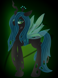 Size: 720x960 | Tagged: safe, artist:chibikemono, queen chrysalis, changeling, changeling queen, female, green eyes, horn, solo