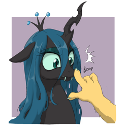 Size: 1000x1000 | Tagged: safe, artist:ta-na, discord, queen chrysalis, changeling, changeling queen, boop, cute, cutealis, female, floppy ears