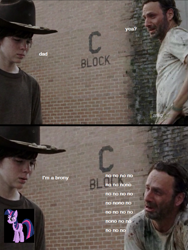 Size: 599x796 | Tagged: safe, derpibooru import, twilight sparkle, carl grimes, rick grimes, the walking dead