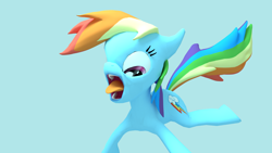 Size: 1920x1080 | Tagged: safe, artist:shastro, rainbow dash, pegasus, pony, 3d, blender, faic, newbie artist training grounds, simple background, solo, wingless