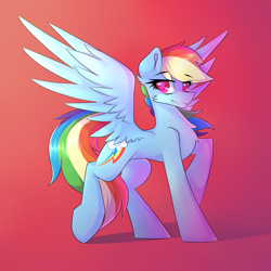 Size: 3000x3000 | Tagged: safe, artist:novabytes, rainbow dash, pegasus, pony, female, gradient background, mare, solo