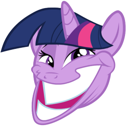 Size: 446x446 | Tagged: safe, derpibooru import, twilight sparkle, pony, faic, female, grin, head, looking at you, mare, rage face, raised eyebrow, simple background, smiling, smirk, solo, transparent background, trollface, vector, wat