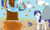 Size: 1280x768 | Tagged: safe, artist:tldashie, rainbow dash, rarity, pegasus, pony, unicorn, cloud, cloudy, leaves, rake, tree