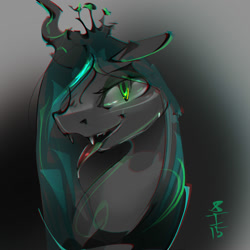 Size: 2000x2000 | Tagged: safe, artist:alumx, queen chrysalis, changeling, changeling queen, female, solo, tongue out