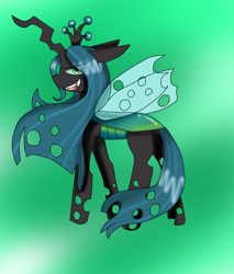 Size: 1024x1200 | Tagged: safe, artist:stardustdreaming, queen chrysalis, changeling, changeling queen, grin, smiling, solo