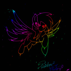 Size: 800x800 | Tagged: safe, artist:artybeat, rainbow dash, pegasus, pony, fanfic:rainbow factory, black, fanart, paint, rainbow, redo