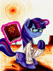 Size: 1857x2494 | Tagged: safe, artist:jamescorck, derpibooru import, twilight sparkle, book, glasses