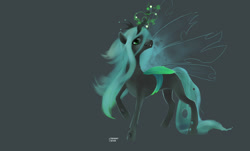 Size: 1506x909 | Tagged: safe, artist:des1597, queen chrysalis, changeling, changeling queen, female, green eyes, horn, solo