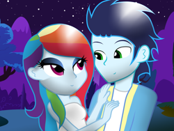 Size: 1024x768 | Tagged: safe, artist:rulette, rainbow dash, soarin', equestria girls, female, male, shipping, soarindash, straight