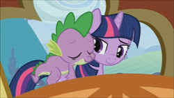 Size: 1280x720 | Tagged: safe, derpibooru import, screencap, spike, twilight sparkle, dragon, the crystal empire