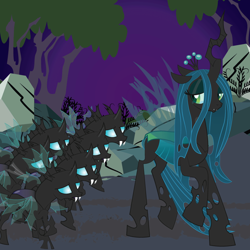 Size: 864x864 | Tagged: safe, artist:dr-whiskey, queen chrysalis, changeling, changeling queen, crying, female, horn