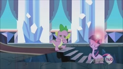 Size: 1280x720 | Tagged: safe, derpibooru import, screencap, spike, twilight sparkle, dragon, the crystal empire