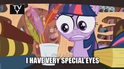 Size: 1258x701 | Tagged: safe, derpibooru import, edit, edited screencap, screencap, twilight sparkle, the crystal empire, image macro, meme, solo, special eyes