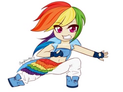 Size: 960x720 | Tagged: safe, artist:damnedromance, rainbow dash, human, bandeau, belly button, chibi, humanized, midriff, solo