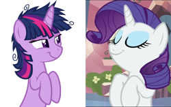 Size: 1718x1080 | Tagged: safe, derpibooru import, screencap, rarity, twilight sparkle, pony, unicorn, the crystal empire, cropped