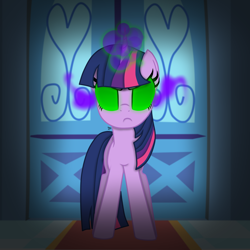 Size: 2000x2000 | Tagged: safe, artist:snowy-breeze, derpibooru import, twilight sparkle, spoiler:s03, dark magic, green eyes, sombra eyes