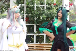 Size: 1600x1067 | Tagged: safe, artist:dashcosplay, princess celestia, queen chrysalis, human, cosplay, irl, irl human, photo