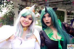 Size: 1600x1067 | Tagged: safe, artist:dashcosplay, princess celestia, queen chrysalis, human, cosplay, irl, irl human, photo