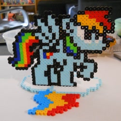 Size: 678x679 | Tagged: safe, artist:corneliusedmond, artist:khaomortadios, rainbow dash, pegasus, pony, 8-bit, beads, megapony, perler, sprite