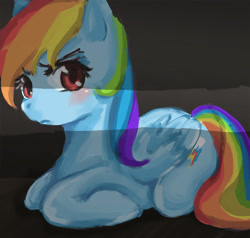 Size: 1000x950 | Tagged: safe, artist:situ, rainbow dash, pegasus, pony, blue coat, female, mare, multicolored mane, pixiv, solo