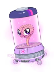 Size: 450x600 | Tagged: safe, artist:drjavi, derpibooru import, twilight sparkle, brain, brain in a jar, brainy twilight, solo