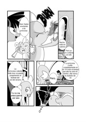 Size: 752x1063 | Tagged: safe, artist:0ryomamikado0, artist:mercury2099, derpibooru import, spike, twilight sparkle, dragon, comic, rule 63, spanish, translation