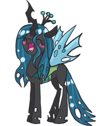 Size: 779x1024 | Tagged: safe, artist:moekonya, queen chrysalis, changeling, changeling queen, blushing, cute, cutealis, solo