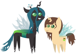 Size: 1024x717 | Tagged: safe, artist:foreshadowart, queen chrysalis, oc, oc:poisoned soul, changeling, changeling queen, bbbff, chrysalislover, pointy ponies