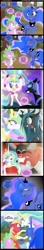 Size: 900x5120 | Tagged: safe, artist:coltsteelstallion, big macintosh, lord tirek, nightmare moon, princess celestia, princess luna, queen chrysalis, spike, alicorn, changeling, changeling queen, dragon, earth pony, pony, comic:a love letter, celestimac, comic, elements of harmony, imminent rape, male, shipping, stallion, straight, this will end in pregnancy, this will end in tears, this will not end well, tower of pimps