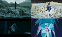 Size: 1038x628 | Tagged: safe, derpibooru import, screencap, twilight sparkle, the crystal empire, comparison, gandalf, isengard, lord of the rings, orthanc