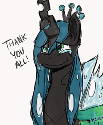 Size: 717x869 | Tagged: safe, artist:dietzombiebait, queen chrysalis, changeling, changeling queen, crying, happy, solo, tears of joy