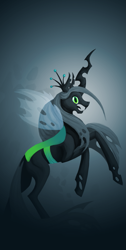 Size: 943x1870 | Tagged: safe, artist:hoofboot, queen chrysalis, changeling, changeling queen, rearing, shadow, solo