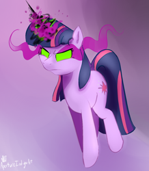 Size: 600x688 | Tagged: safe, artist:hoodoo, derpibooru import, twilight sparkle, dark magic, female, purple, solo, sombra eyes