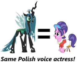 Size: 1434x1208 | Tagged: safe, cookie crumbles, queen chrysalis, changeling, changeling queen, pony, unicorn, exploitable meme, female, joanna węgrzynowska, meme, poland, polish, same voice actor