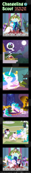 Size: 600x3263 | Tagged: safe, artist:vavacung, princess celestia, princess luna, queen chrysalis, twilight sparkle, twilight sparkle (alicorn), oc, alicorn, changeling, changeling queen, pony, comic:changeling-scout, comic, female, mare, pointy ponies