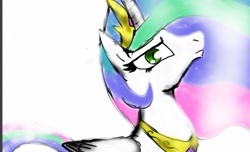 Size: 1249x757 | Tagged: safe, artist:dragonwolvesaj, princess celestia, queen chrysalis, alicorn, changeling, changeling queen, pony, looking at you, solo