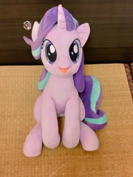 Size: 768x1024 | Tagged: safe, artist:nekokevin, starlight glimmer, pony, unicorn, series:nekokevin's glimmy, cute, female, glimmerbetes, irl, looking at you, mare, open mouth, photo, plushie, sitting, smiling, solo