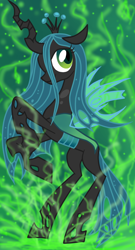 Size: 850x1576 | Tagged: dead source, safe, artist:aurora69rainbow, queen chrysalis, changeling, changeling queen, cute, cutealis, rearing, solo