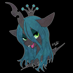 Size: 1000x1000 | Tagged: safe, artist:zakro, queen chrysalis, changeling, changeling queen, female, horn, pixiv, solo