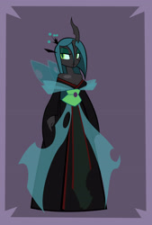 Size: 2592x3832 | Tagged: safe, artist:rubbermage, queen chrysalis, anthro, changeling, changeling queen, female, horn, solo