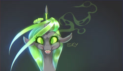 Size: 1535x886 | Tagged: safe, artist:skygracer, queen chrysalis, changeling, changeling queen, female, solo