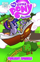 Size: 600x910 | Tagged: safe, artist:thomas f. zahler, derpibooru import, idw, spike, twilight sparkle, dragon, comic, cover, official, official comic