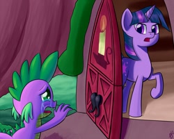 Size: 1000x800 | Tagged: safe, artist:paradigmpizza, derpibooru import, spike, twilight sparkle, dragon, crying, greatest fear