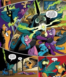 Size: 665x769 | Tagged: safe, artist:andypriceart, idw, king orion, queen chrysalis, changeling, changeling queen, pony, twinkle eyed pony, spoiler:comic, spoiler:comicfiendshipismagic5, background pony, changeling feeding, draining, female, hypnosis, male, mare, nightmare fuel, no, stallion, unnamed pony, you know for kids