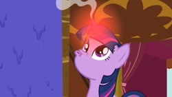 Size: 1280x720 | Tagged: safe, derpibooru import, screencap, twilight sparkle, too many pinkie pies, faic, overheated horn