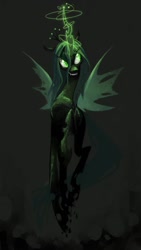 Size: 722x1280 | Tagged: dead source, safe, artist:mnstrmthd, queen chrysalis, changeling, changeling queen, glowing horn, magic, solo