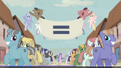 Size: 1920x1080 | Tagged: safe, screencap, starlight glimmer, pony, unicorn, the cutie map, cult, equal cutie mark, equal town banner, in our town, meme origin, s5 starlight